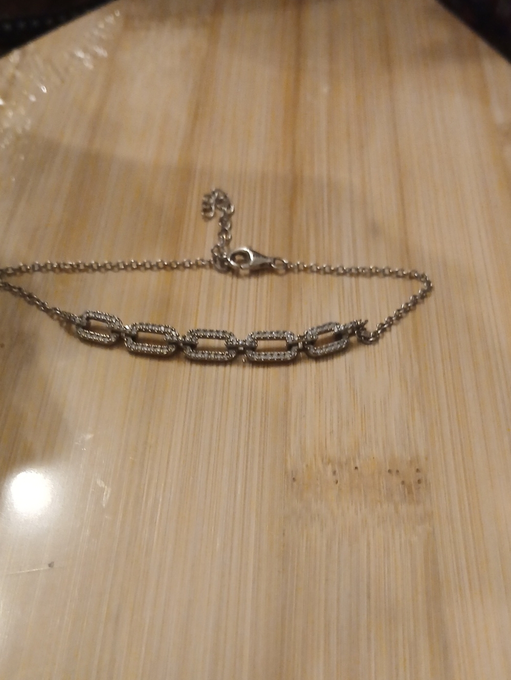 Sterling Silver Chain Link Bracelet - Silver Mossanite